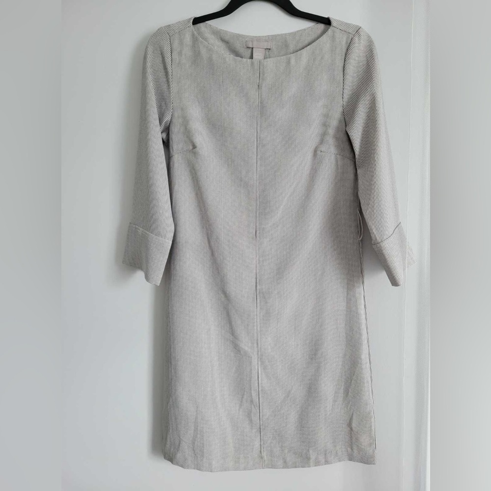 H&M Gray Sheath Dress with Cuffed 3/4 Sleeves